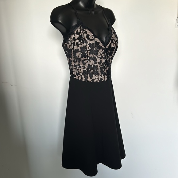 MY MICHELLE Two Tone Lace Skater Dress Juniors size 15 Women’s XL Black Nude - Picture 3 of 13